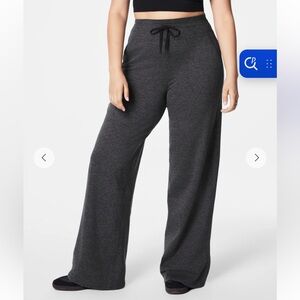 SPANX SPANXsmooth Soft Stretch Wide Leg Pant - Very Black/ Dark Ash Heather